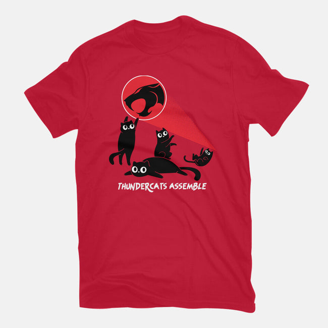 Cats Assemble-Mens-Basic-Tee-rocketman_art