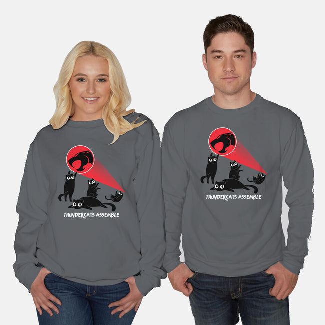 Cats Assemble-Unisex-Crew Neck-Sweatshirt-rocketman_art