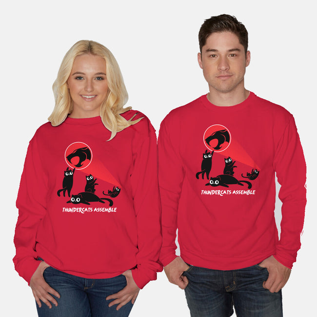 Cats Assemble-Unisex-Crew Neck-Sweatshirt-rocketman_art