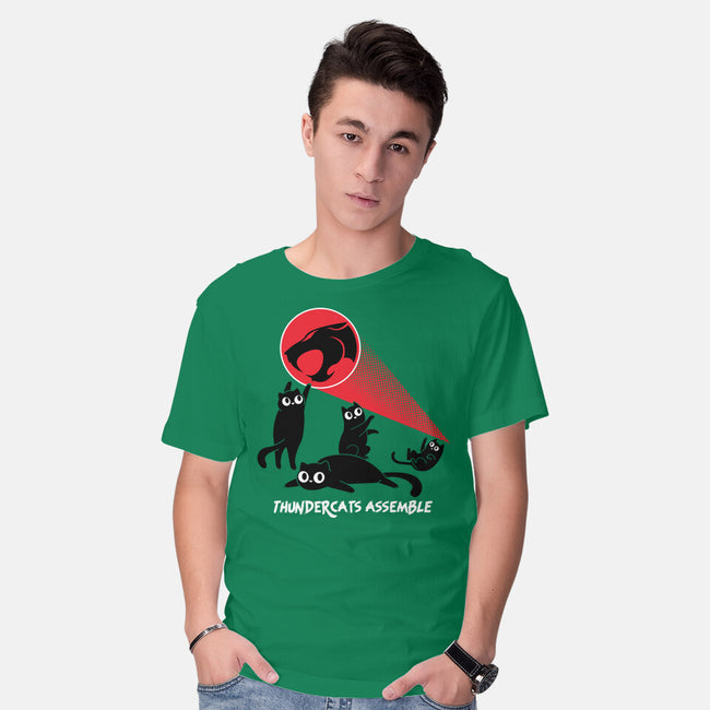 Cats Assemble-Mens-Basic-Tee-rocketman_art