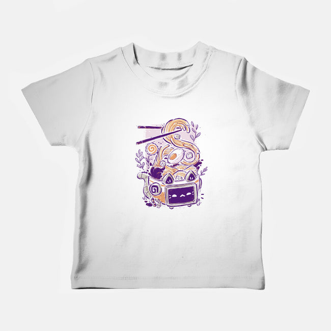 Ramen Robot Cat Bowl-Baby-Basic-Tee-xMorfina