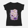 Ramen Robot Cat Bowl-Womens-V-Neck-Tee-xMorfina