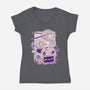 Ramen Robot Cat Bowl-Womens-V-Neck-Tee-xMorfina