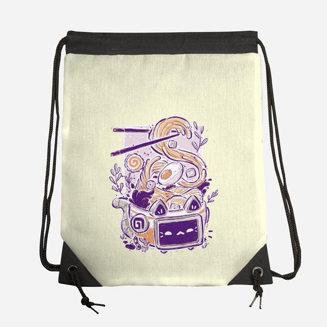 Ramen Robot Cat Bowl-None-Drawstring-Bag-xMorfina