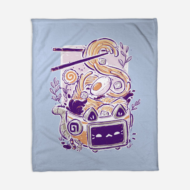 Ramen Robot Cat Bowl-None-Fleece-Blanket-xMorfina