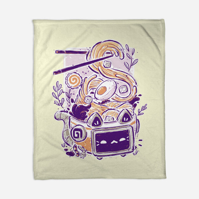 Ramen Robot Cat Bowl-None-Fleece-Blanket-xMorfina