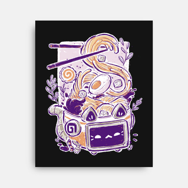 Ramen Robot Cat Bowl-None-Stretched-Canvas-xMorfina