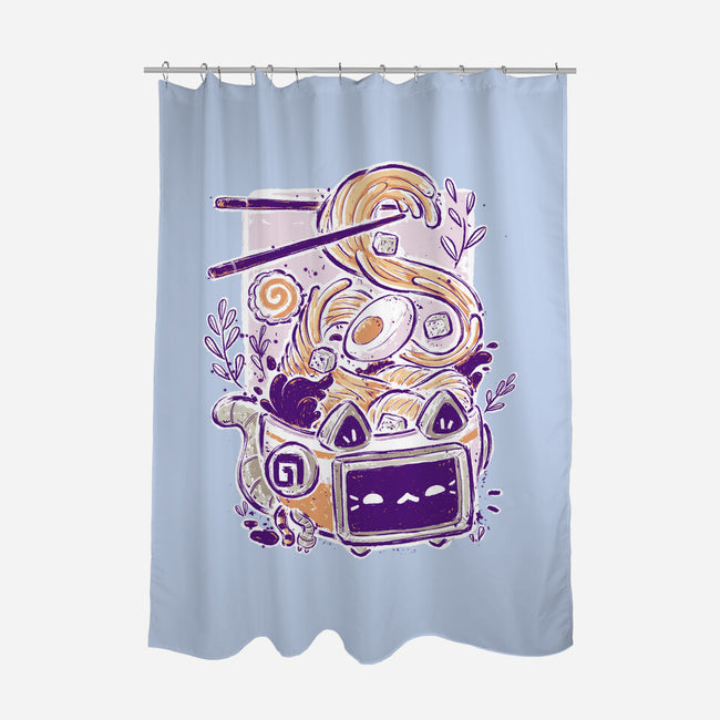 Ramen Robot Cat Bowl-None-Polyester-Shower Curtain-xMorfina