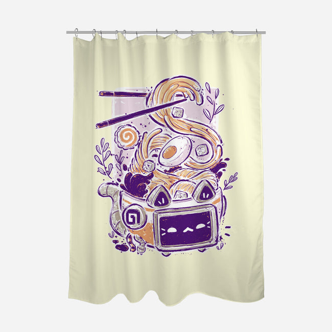 Ramen Robot Cat Bowl-None-Polyester-Shower Curtain-xMorfina
