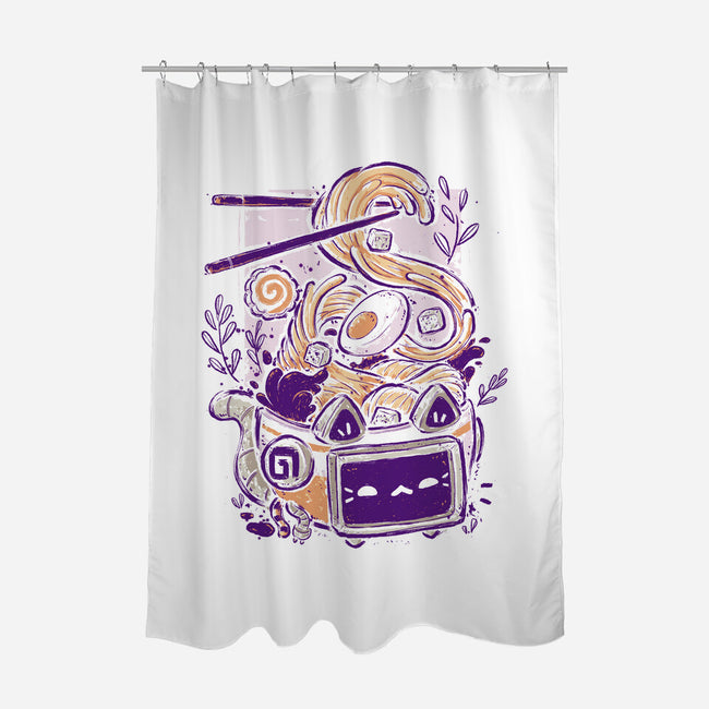 Ramen Robot Cat Bowl-None-Polyester-Shower Curtain-xMorfina