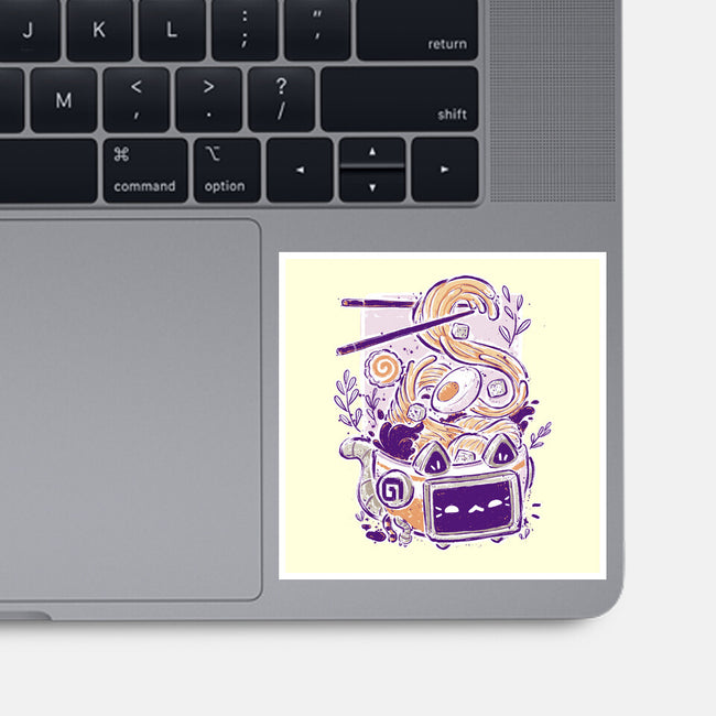 Ramen Robot Cat Bowl-None-Glossy-Sticker-xMorfina