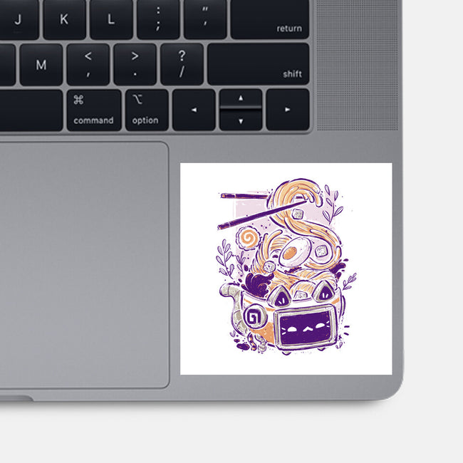 Ramen Robot Cat Bowl-None-Glossy-Sticker-xMorfina