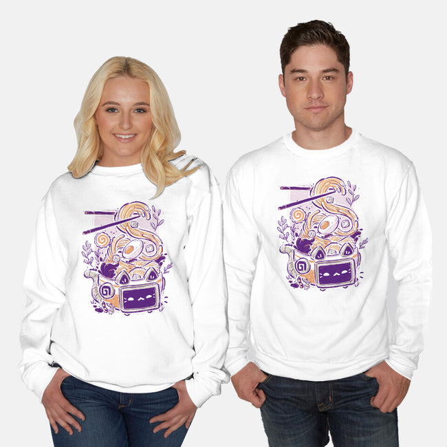 Ramen Robot Cat Bowl-Unisex-Crew Neck-Sweatshirt-xMorfina