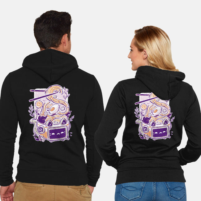 Ramen Robot Cat Bowl-Unisex-Zip-Up-Sweatshirt-xMorfina