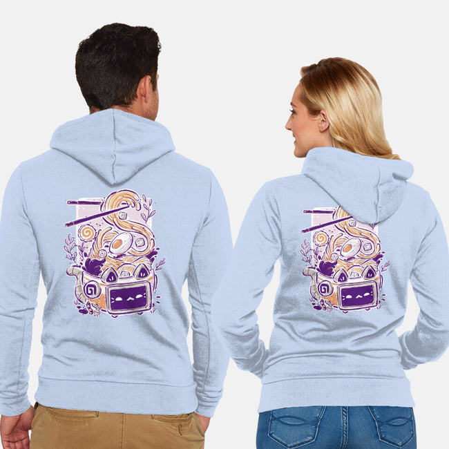 Ramen Robot Cat Bowl-Unisex-Zip-Up-Sweatshirt-xMorfina
