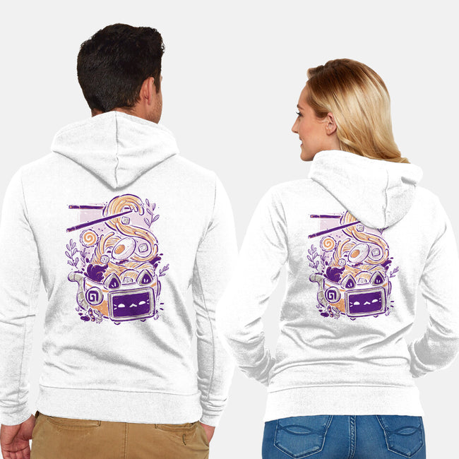 Ramen Robot Cat Bowl-Unisex-Zip-Up-Sweatshirt-xMorfina