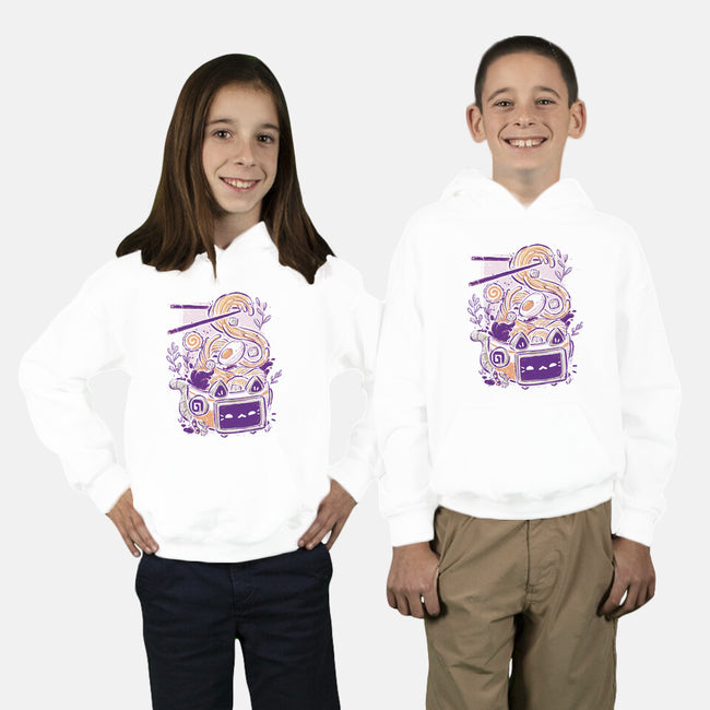 Ramen Robot Cat Bowl-Youth-Pullover-Sweatshirt-xMorfina