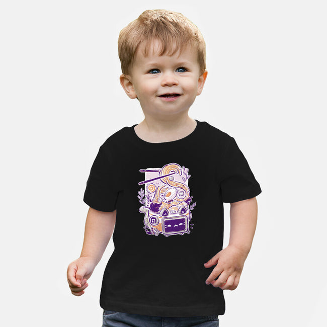 Ramen Robot Cat Bowl-Baby-Basic-Tee-xMorfina