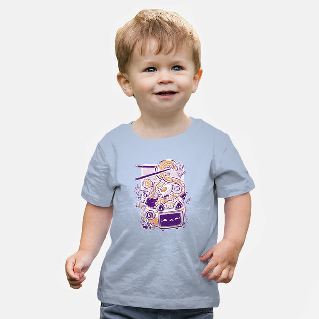 Ramen Robot Cat Bowl-Baby-Basic-Tee-xMorfina