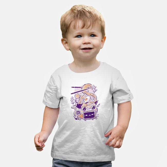 Ramen Robot Cat Bowl-Baby-Basic-Tee-xMorfina