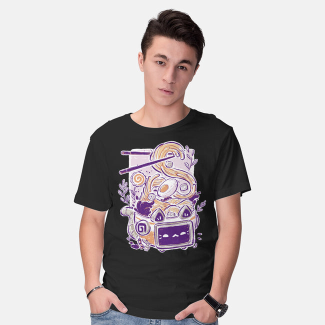 Ramen Robot Cat Bowl-Mens-Basic-Tee-xMorfina