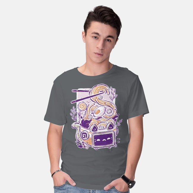 Ramen Robot Cat Bowl-Mens-Basic-Tee-xMorfina