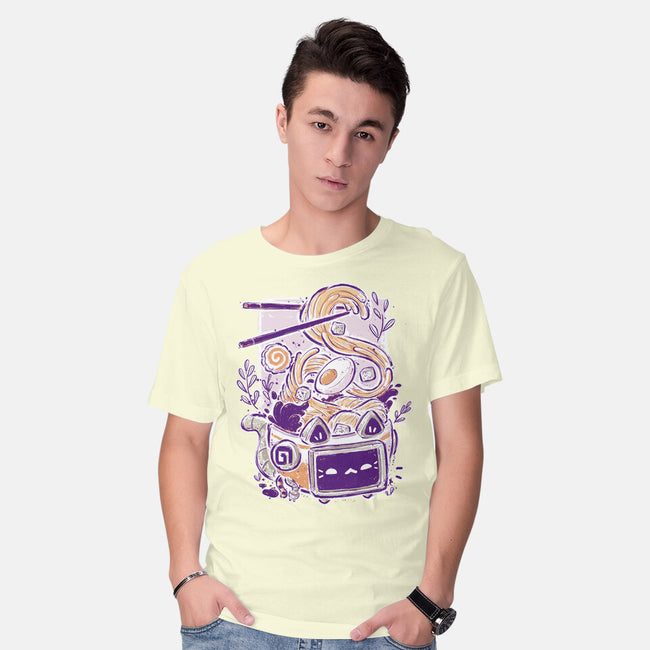 Ramen Robot Cat Bowl-Mens-Basic-Tee-xMorfina