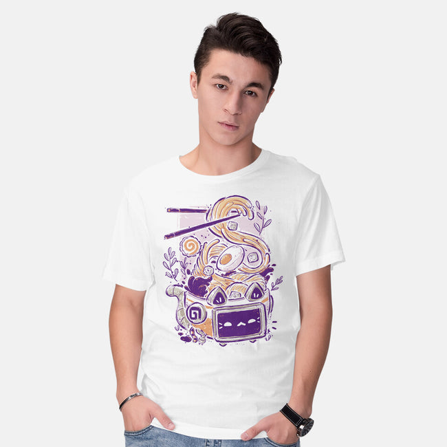 Ramen Robot Cat Bowl-Mens-Basic-Tee-xMorfina