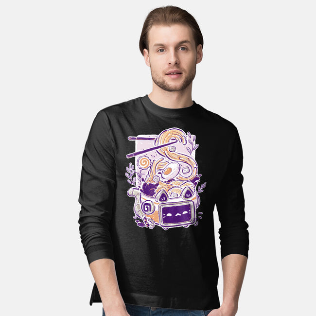 Ramen Robot Cat Bowl-Mens-Long Sleeved-Tee-xMorfina