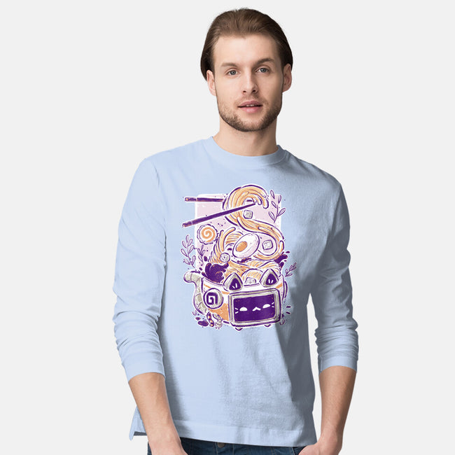 Ramen Robot Cat Bowl-Mens-Long Sleeved-Tee-xMorfina
