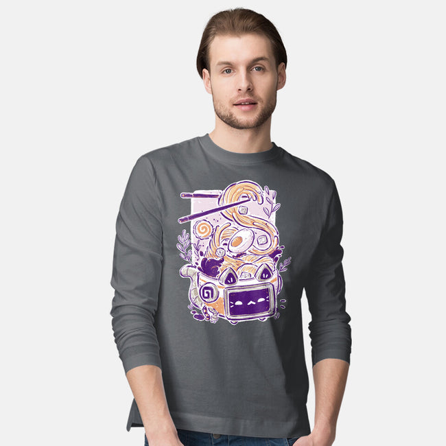 Ramen Robot Cat Bowl-Mens-Long Sleeved-Tee-xMorfina