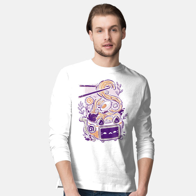 Ramen Robot Cat Bowl-Mens-Long Sleeved-Tee-xMorfina