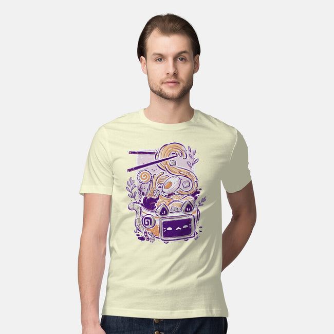 Ramen Robot Cat Bowl-Mens-Premium-Tee-xMorfina