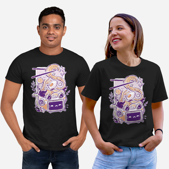 Ramen Robot Cat Bowl-Unisex-Basic-Tee-xMorfina