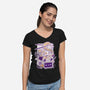 Ramen Robot Cat Bowl-Womens-V-Neck-Tee-xMorfina