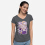 Ramen Robot Cat Bowl-Womens-V-Neck-Tee-xMorfina