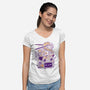 Ramen Robot Cat Bowl-Womens-V-Neck-Tee-xMorfina