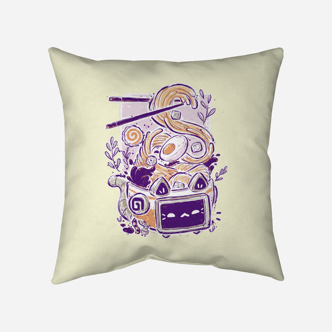 Ramen Robot Cat Bowl-None-Removable Cover w Insert-Throw Pillow-xMorfina
