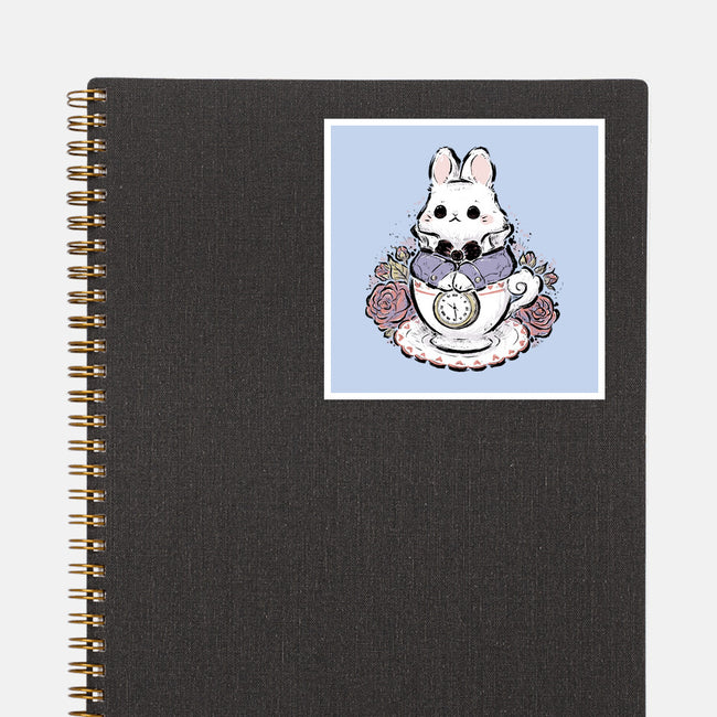 Cute White Rabbit Tea Cup-None-Glossy-Sticker-xMorfina