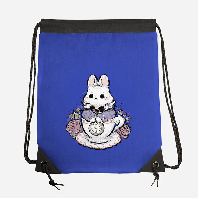 Cute White Rabbit Tea Cup-None-Drawstring-Bag-xMorfina