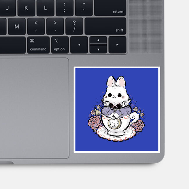 Cute White Rabbit Tea Cup-None-Glossy-Sticker-xMorfina