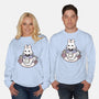 Cute White Rabbit Tea Cup-Unisex-Crew Neck-Sweatshirt-xMorfina