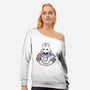 Cute White Rabbit Tea Cup-Womens-Off Shoulder-Sweatshirt-xMorfina