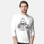 Cute White Rabbit Tea Cup-Mens-Long Sleeved-Tee-xMorfina