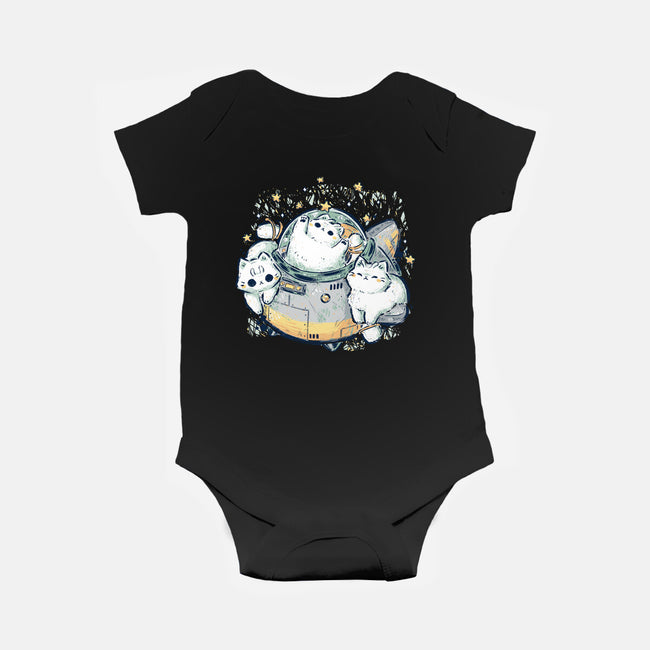 Cute Alien Cats Spaceship-Baby-Basic-Onesie-xMorfina