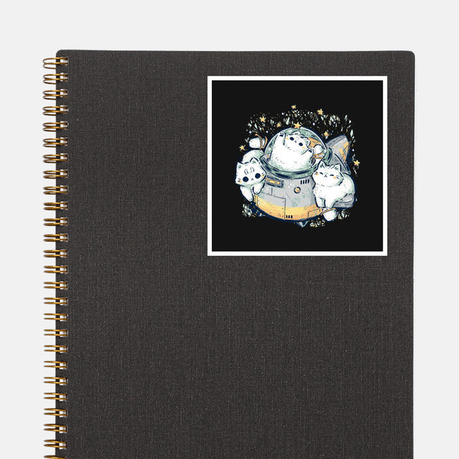Cute Alien Cats Spaceship-None-Glossy-Sticker-xMorfina