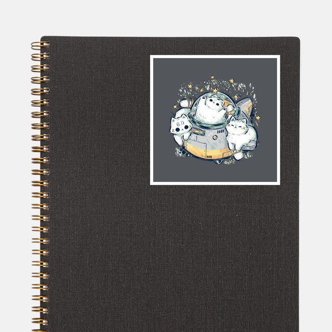Cute Alien Cats Spaceship-None-Glossy-Sticker-xMorfina