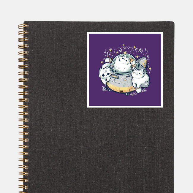 Cute Alien Cats Spaceship-None-Glossy-Sticker-xMorfina