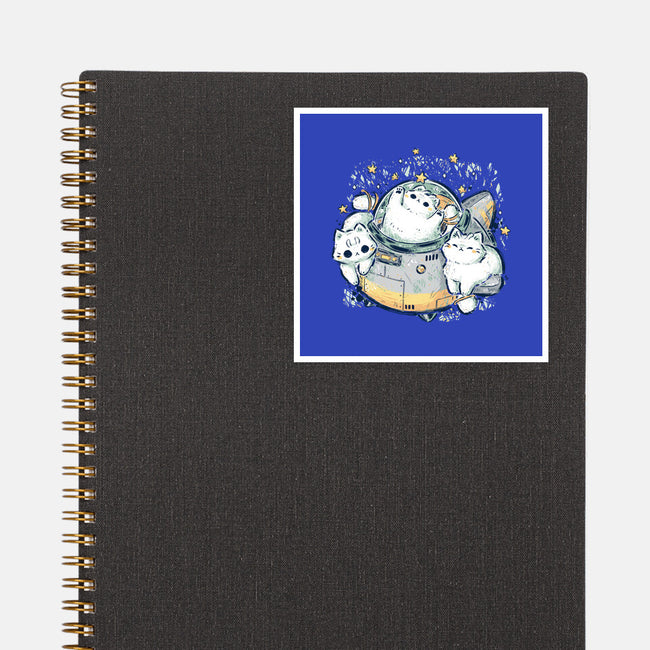Cute Alien Cats Spaceship-None-Glossy-Sticker-xMorfina