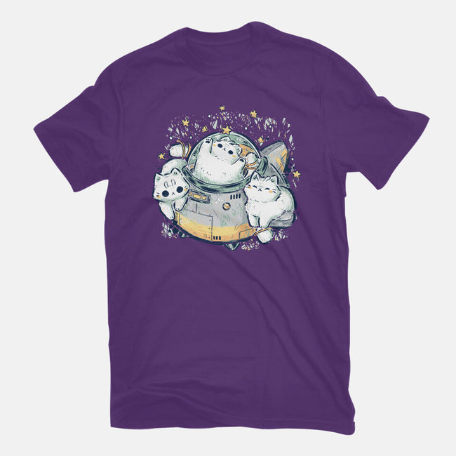 Cute Alien Cats Spaceship-Mens-Basic-Tee-xMorfina